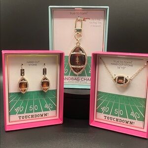 True to Form Football Jewelry Set NIB Necklace Earrings Handbag Charm